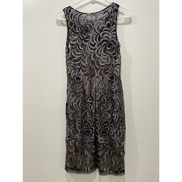 Sue Wong Nocturne Evening Dress Sz 4 Sheer Nude Black Gray Floral Lace Beaded - Picture 3 of 9